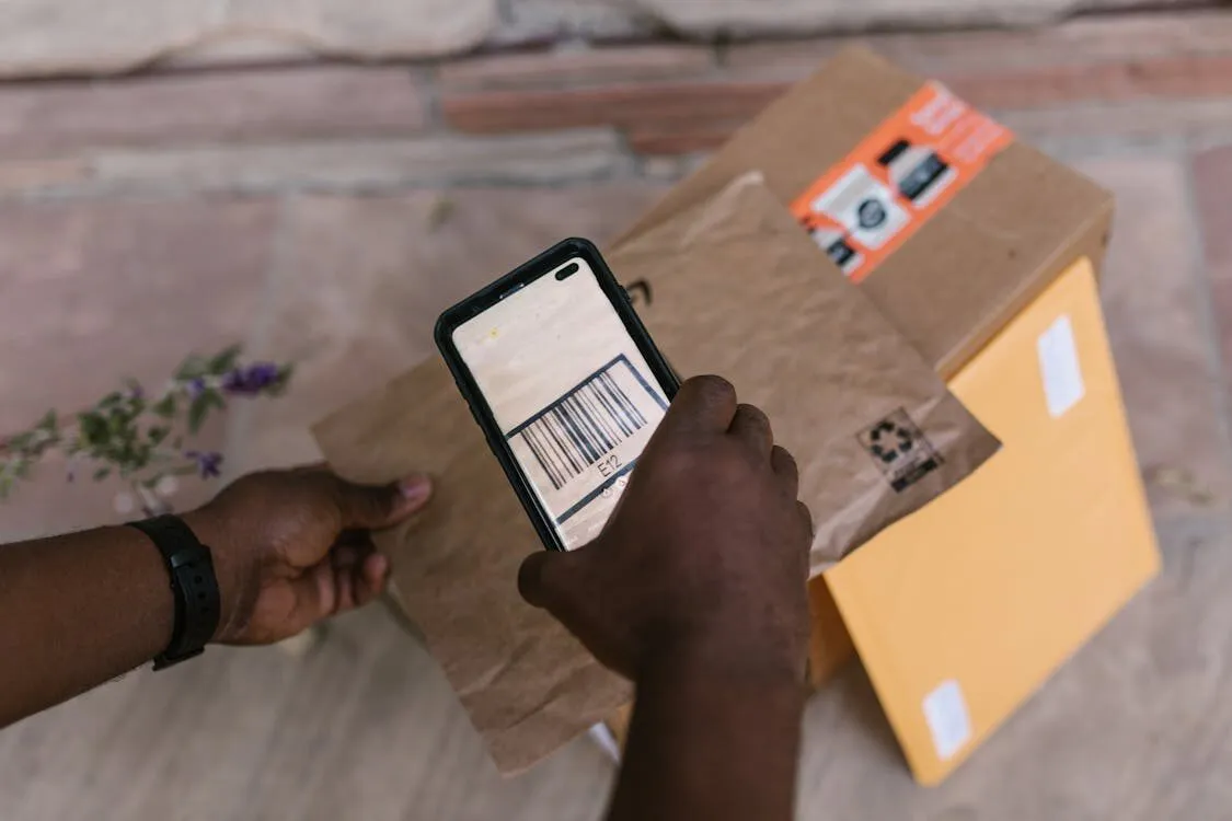 Scanning a barcode label on a box using a phone