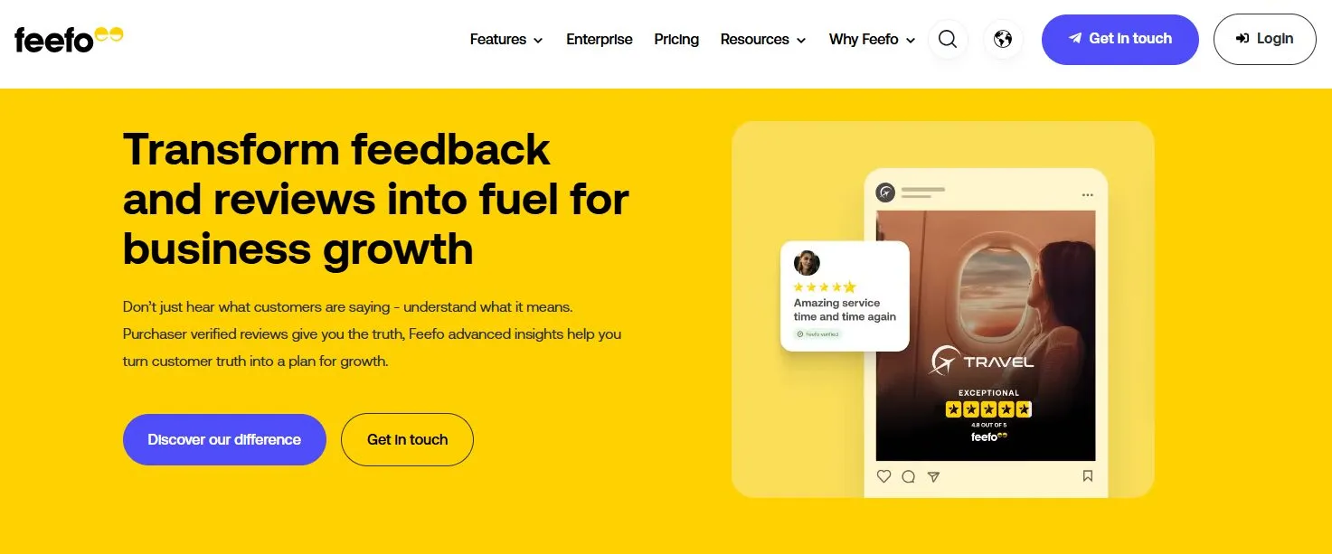 Feefo's homepage for collecting customer feedback and reviews