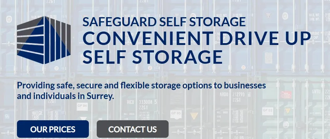 Safeguard Self Storage's homepage with a clear headline and prominent calls to action