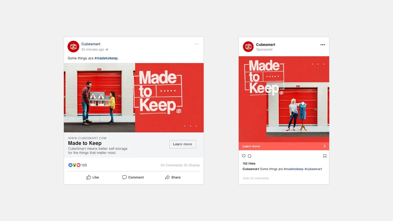 A storage brand's Made to Keep campaign advertisement shown in desktop and mobile formats
