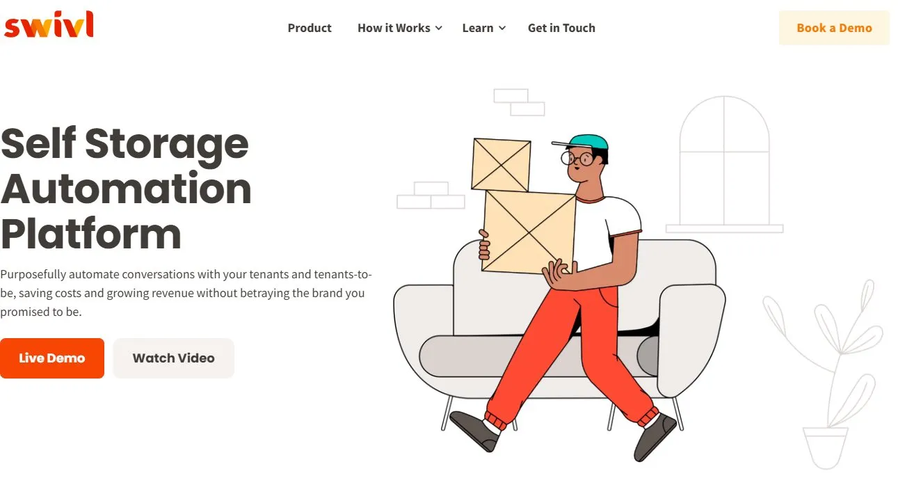 The Swivl website, an automation platform for self storage tenant conversations