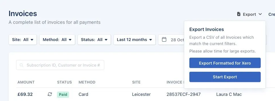 Xero Export