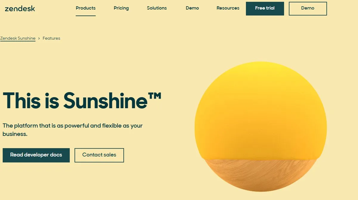 The Zendesk Sunshine product page