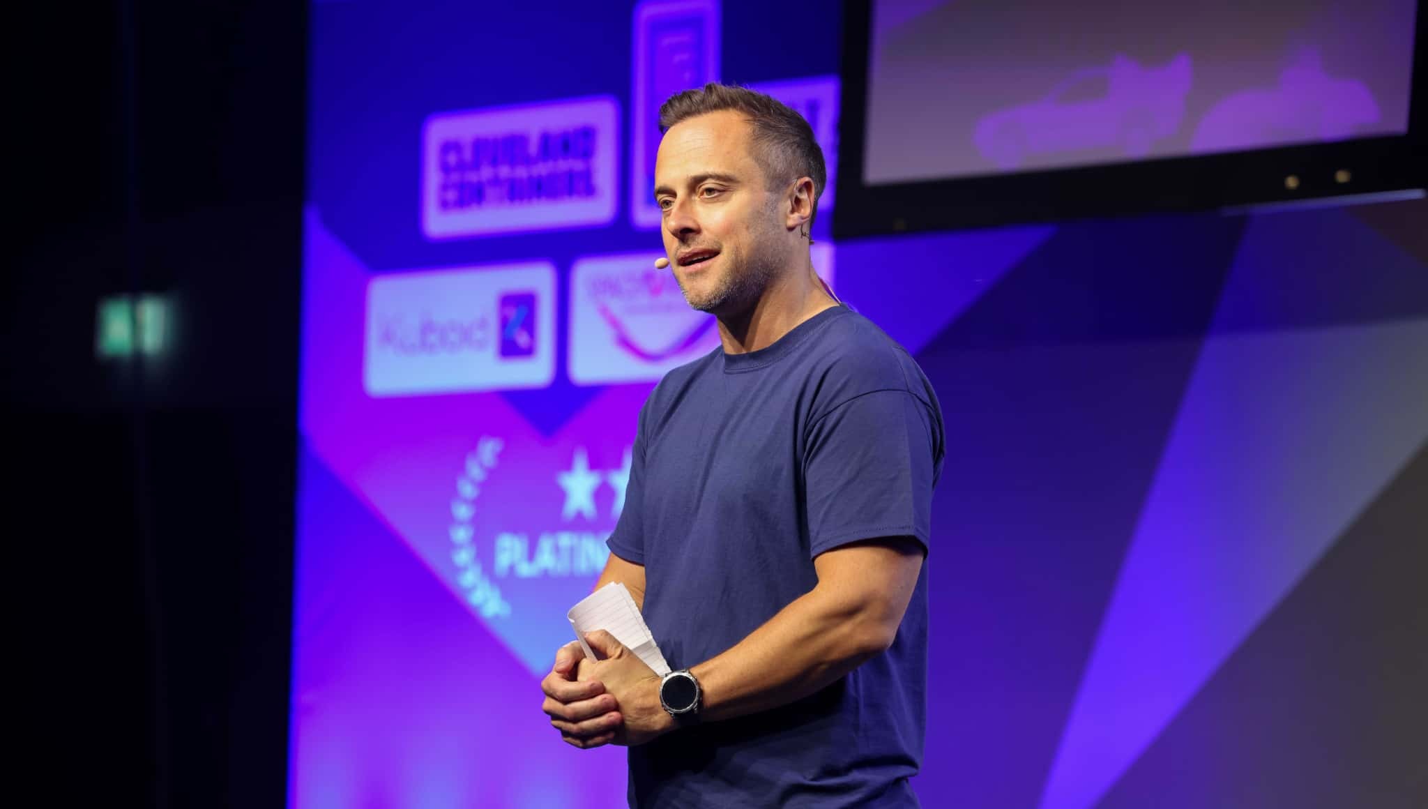 Gavin Shields speaking at industry event